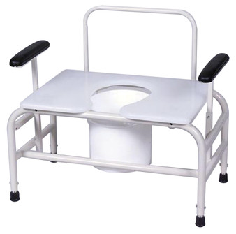 COMMODE,BARIATRIC ADJ HGT,26 750 LB ADJ ARM HGT POWDER FRAME