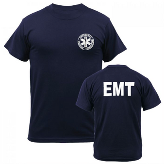 EMT T-Shirt, Navy, Printed Front & Back, Size 2X-Large