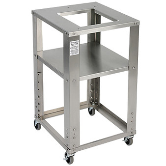 Rolling stainless steel cart, 20" D x 18" W, adjustable height
