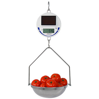 Digital Solar Hanging Scale, 30 lb / 15 kg Capacity, Includes Pan and Bow