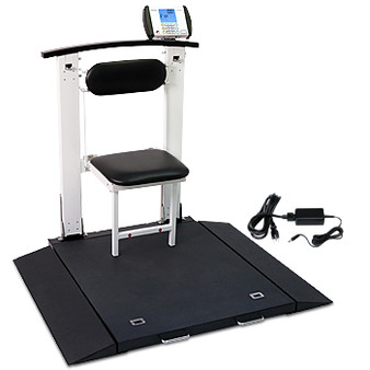 Wheelchair Scale, Portable, Folding Column & Seat, 1000 lb x .2 lb / 450 kg x .1 kg W/AC Adapter