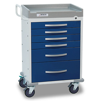 DETECTO Rescue Series Anesthesiology Medical Cart, 6 Blue Drawers