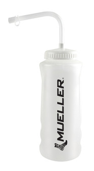 Quart Water Bottle, 1 Natural, Black Mueller Logo, w/ White Straw Cap