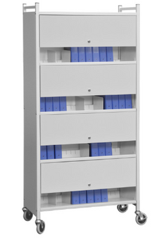 VERSA RACK 4 SHELF - CABINET W/LOCKING PANELS-LIGHT GREY-FULL LENGTH DOOR