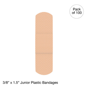 Plastic Bandages, 3/8" x 1.5" Junior (36 boxes of 100 pieces)