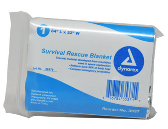 HEAT REFLECTIVE EMERGENCY RESCUE BLANKET, 84" x 52"