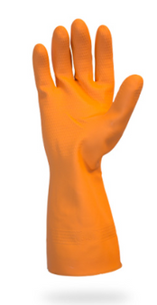 Glove, 28 MIL, Orange Flock Lined Neoprene Latex Blend, One Pair Per Bag, 10DZ/CS, SM