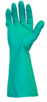 Glove, 15 MIL, Standard Green Flock Lined Nitrile, One Pair Per Bag, 12DZ/CS, XL