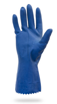 Glove, 18 Mil, Blue Unlined Latex Canner, Chlorinated, One Pair Per Bag, 10DZ/CS, MD