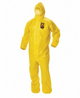 A70 Chemical Splash Protection Coveralls, Yellow, 2XL, Hood, EA