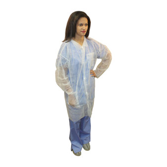 PolyLite Labcoat, Snp Frt, 3 Pockets, Long Sleeve, Open Wrists, White, 3X, 30/CS