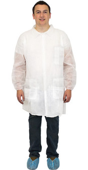 PolyLiteLabcoat, Snap Front, 3 Pockets, Elastic Wrists,White, 5X, 30/CS
