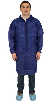 PolyLiteLab Coat, Polypropylene, Blue, w/Pockets & Elastic Wrists, XL, 30/CS