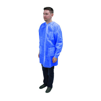 ProMax II Labcoat 3 Pockets Snap Front Knit Cuffs and Collar, Light Blue, L, 30/CS