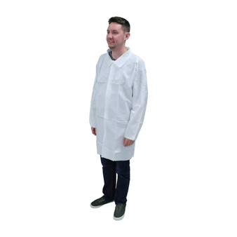 ProMax Labcoat, Long Sleeve, Open Wrists, No Pocket, Snap Front, White, XL, 30/CS