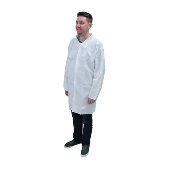 ProMax Labcoat, Long Sleeve, Elastic Wrists, Snap Front, No Pockets, White, M, 30/CS