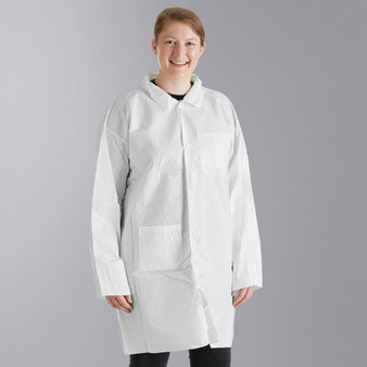 ProMax Labcoat, Long Sleeve, Open Wrists, 3 Pockets, Snap Front, White, L, 30/CS