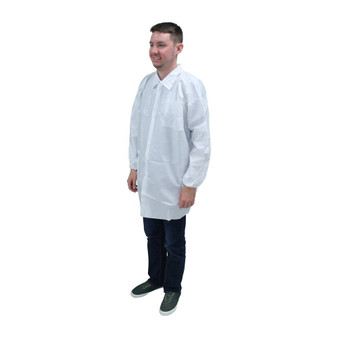 ProMax Labcoat, Long Sleeve, Elastic Wrists, 3 Pockets, Snap Front, White, XL, 30/CS
