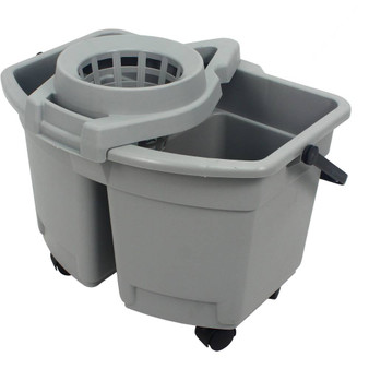 Plastic Divided Pail with Wringer 15 qt. Gray, 4 per Case