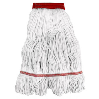 Cotton/Synthetic Blend Saddle-Type Looped-End Wet Mop Large Natural/Red Tailband, 12 per Case