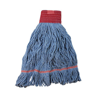 Cotton/Synthetic Blue Blend Saddle-Type Looped-End Wet Mop Large Blue/Red Tailband, 12 per Case