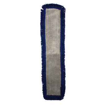Microfiber Traditional Fringe Dry/Dust Mop Pad with Canvas Back 48 in. Gray/Blue, 12 per Pack, 3 Packs per Case