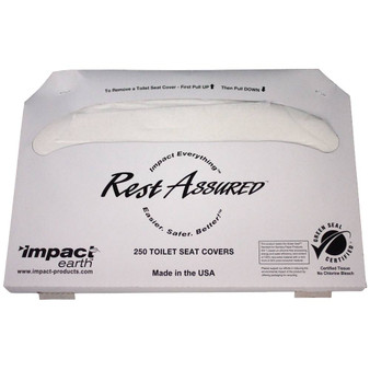 Rest Assured Green Seal Seat Covers ½ Fold 25RA White, 250 Pieces per Pack, 10 Packs per Case