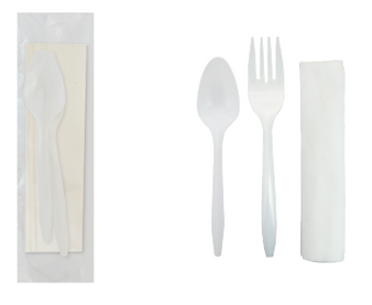 MEDIUM PP FORK,TEASPOON, 10x10 NAPKIN,White, 1000 KITS