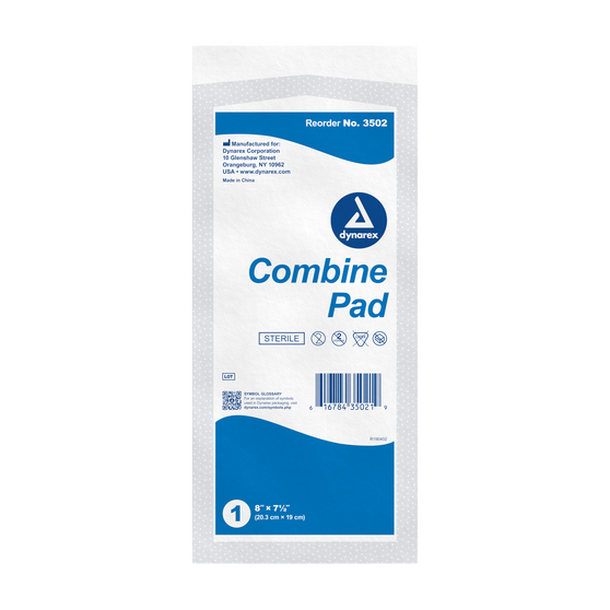 Combine Pads 1/Pouch - Sterile, 8" x 7 1/2", 20/12/CS