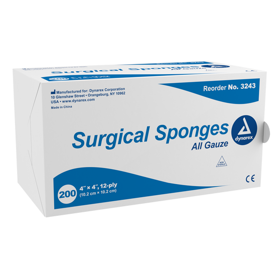 Surgical Gauze Sponge 4 x 4in 12 Ply, 10/200/CS