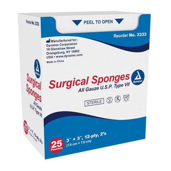 Surgical Gauze Sponge Sterile 2's 3"x 3" 12 Ply, 4/25 2400/CS