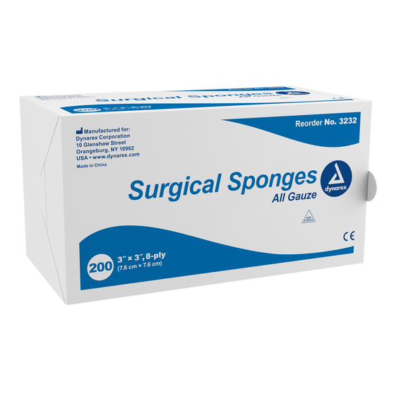 Surgical Gauze Sponge 3 x 3in 8 Ply, 20/200/CS