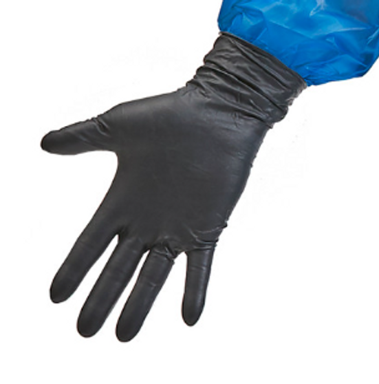 Nitrile Extended Cuff Black Gloves 8 mil, L, 50/BX