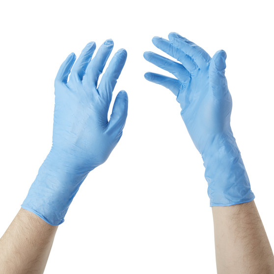 Exam Glove 6.5CX Large NonSterile Nitrile Extended Cuff Length Textured Fingertips Blue Chemo Tested 1000/CS