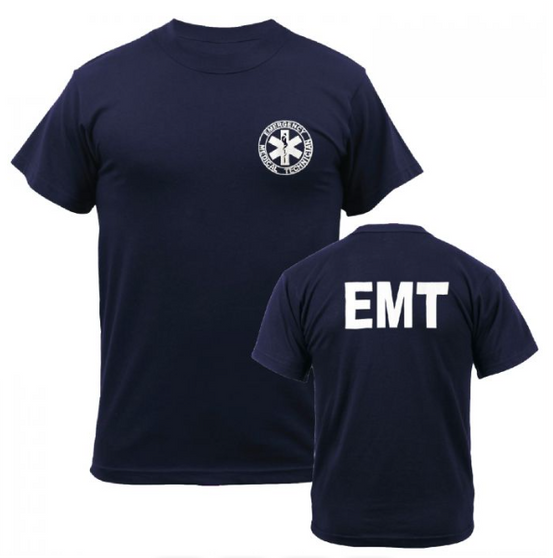 EMT T-Shirt, Navy, Printed Front & Back, Size X-Large