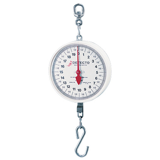 Hanging Dial Scale, 40 Lb Capacity, Hook, Double Dial