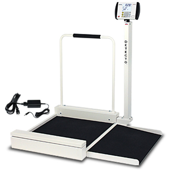 Wheelchair Scale, Stationary, Digital, 800 lb x .2 lb / 360 kg x .1 kg, AC Adapter Included