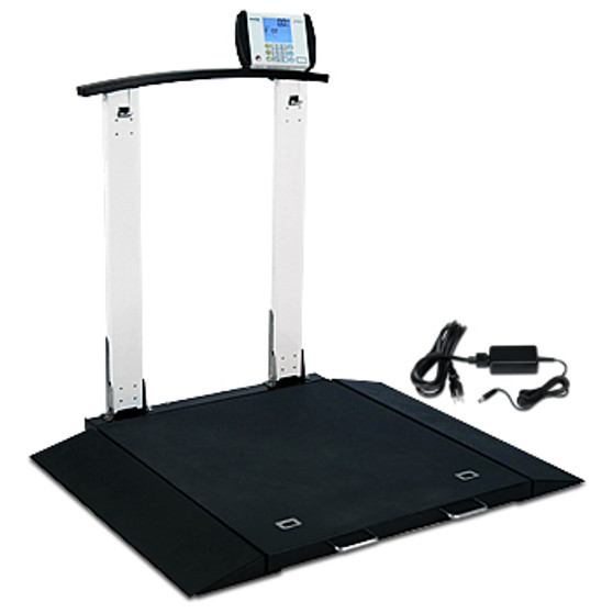 Wheelchair Scale, Portable, Folding Column, 1000 lb x .2 lb / 450 kg x .1 kg, W/ AC Adapter