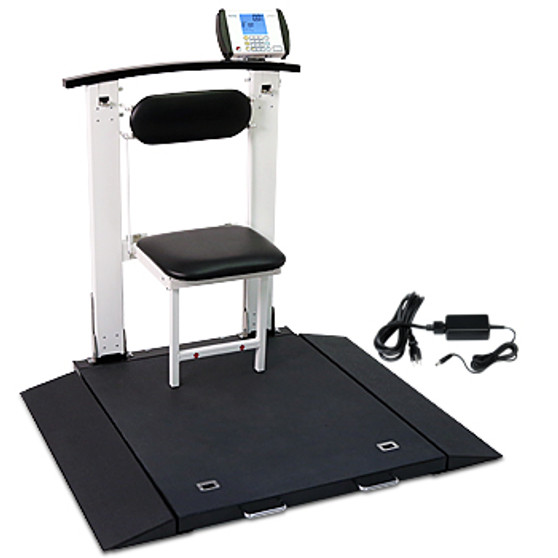 Wheelchair Scale, Portable, Folding Column & Seat, 1000 lb x .2 lb / 450 kg x .1 kg W/AC Adapter