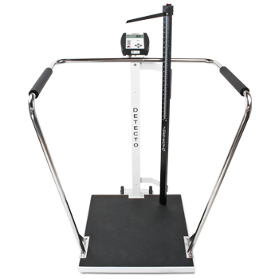 Bariatric Scale, Digital, 1000 lb x .2 lb / 450kg x .1 kg, 24" x 24" Platform, Mechanical Height Rod