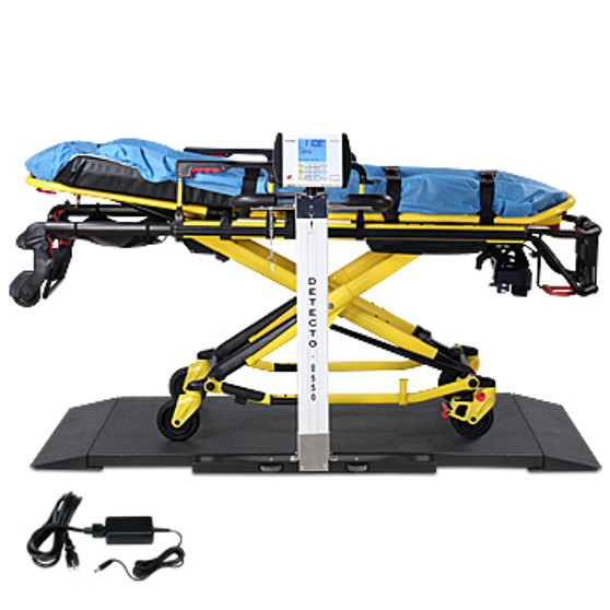 Stretcher Scale, Portable, Digital, Folding Column, 1,000 lb x .2 lb / 450 kg x .1 kg, AC Adapter