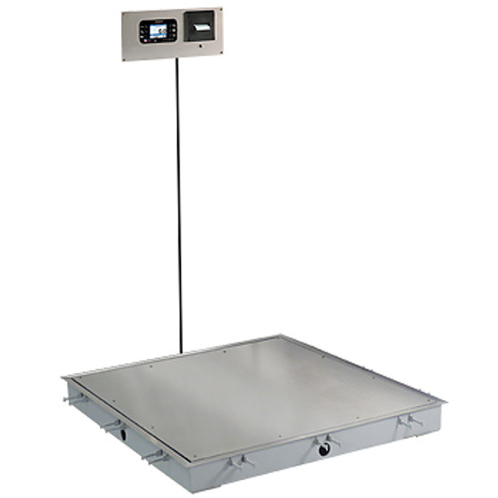 In-Floor Dialysis Scale, 36"x36" SS Deck, 855 Recessed Wall-Mount Indicator w/ Printer