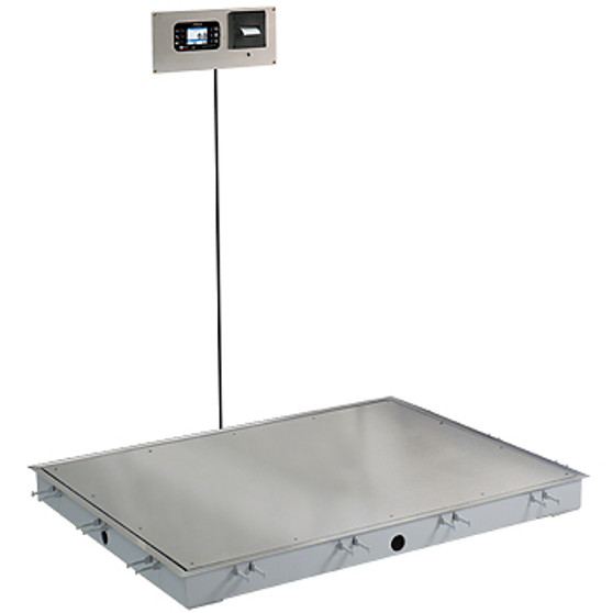 In-Floor Dialysis Scale, 48"x36" SS Deck, 855 Recessed Wall-Mount Indicator w/ Printer