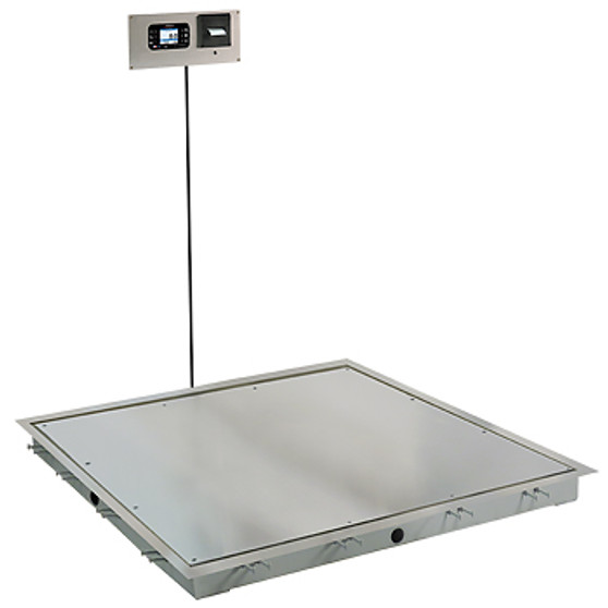In-Floor Dialysis Scale, 48"x48" SS Deck, 855 Recessed Wall-Mount Indicator w/ Printer