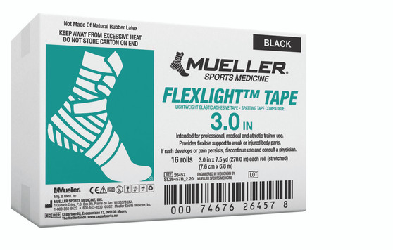 FlexLight Tape (spatting tape compatible), Black, 3" x 7.5 yd, 16 rolls/cs