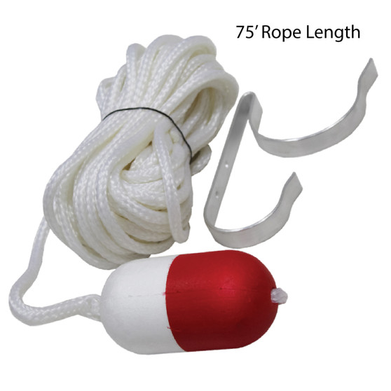 75' Throw Rope with Float & Ring Buoy Holder