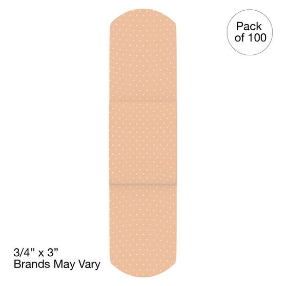 Plastic Bandages, 3/4" x 3", Sterile (24 boxes of 100 pcs)