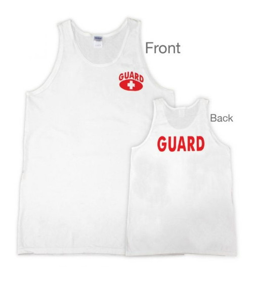 GUARD White Tank Top, Printed Front & Back, Large