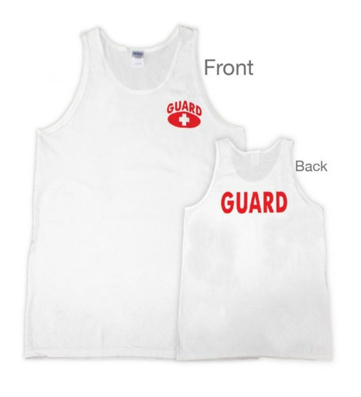 GUARD White Tank Top, Printed Front & Back, Medium