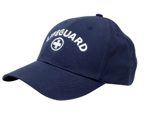 Lifeguard Cap, Low Profile with White Embroidered Logo, Navy